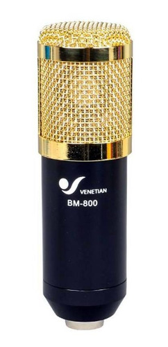 Imagen 1 de 4 de Micrófono Venetian BM-800 condensador  cardioide negro/dorado