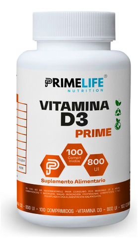 Vitamina D3 Prime Life Nutrition 100 Comprimidos 800ui