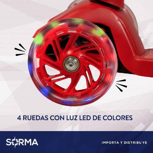 Imagen 5 de 9 de Monopatín Bullfooter Maxi Con Luces Led 4 Ruedas-reforzado