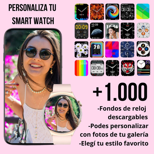 Reloj Digital Mujer Inteligente Smartwachh Mujer Elegante Rosa Milanese Qx10 Rosa Doble Malla Film Rosa