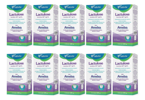 Kit Com 10 Lactulose 667mg/ml Sabor Ameixa Com 120ml