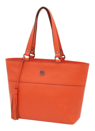 Bolsa De Couro Bovino Tote Feminina Mariart Mini Cobre Cor Orange