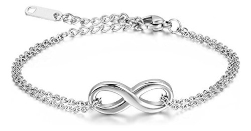 Titanio Acero Infinito Deseo Chicas Ajustable Pulsera Cadena