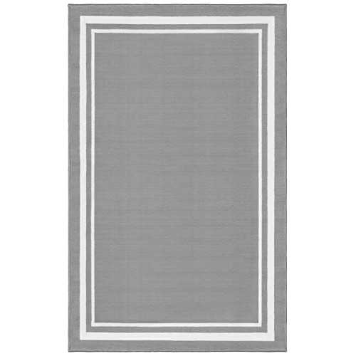 Alfombra Home Nursery 70  X52  En Gris Paloma Con Borde...