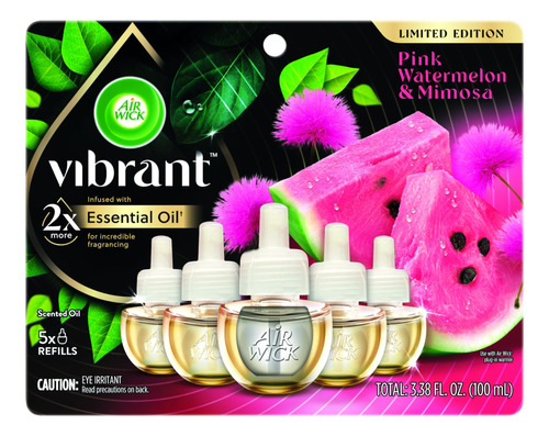 Air Wick Aceite Perfumado  Recambio Vibrante Sandia Rosa Y