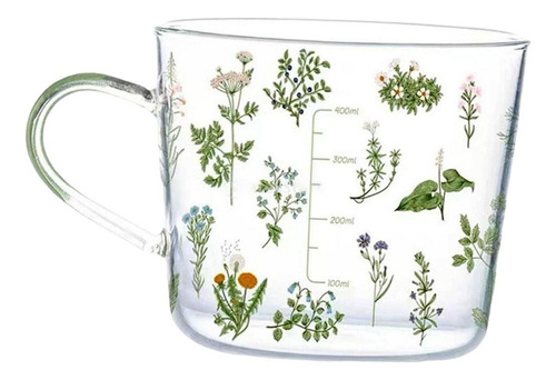 Taza De Cristal Impresa Clara Grande, Tazas De Leche, Jugo