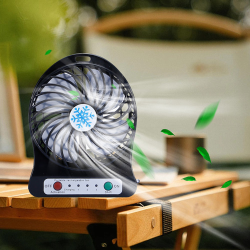 Ventilador Portátil Recargable Con Luz Led L, Mini Escritori