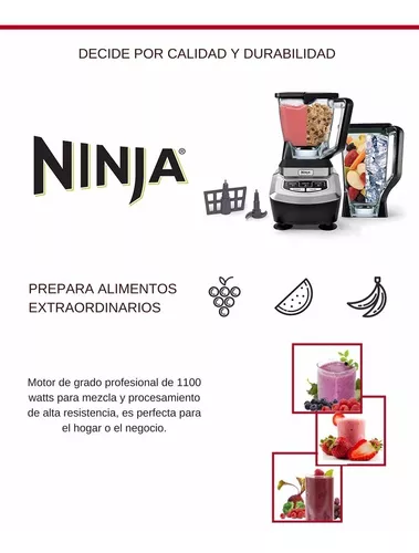 Ninja - Licuadora profesional de encimera con base de 1100 vatios, jarra de  trituración total de 72 onzas y 2 tazas de 16 onzas para bebidas