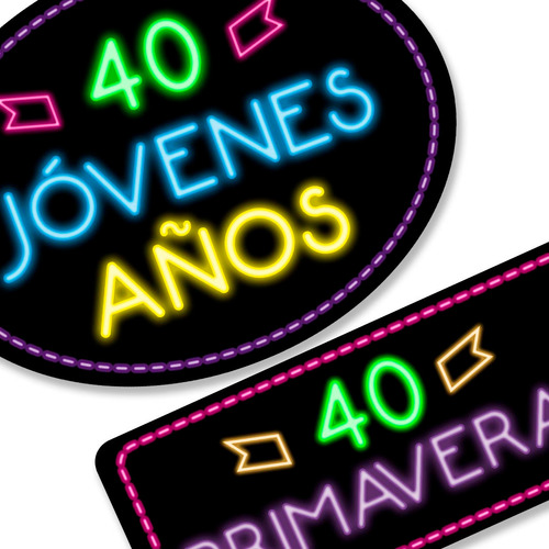 Photo Booth Cumple 40 Años Imprimible Props Pack 2 Frases