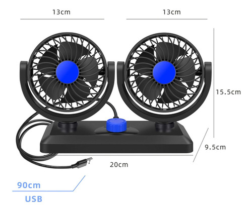 Ventilador Plegable De Doble Cabeza Para Automóvil, 5v