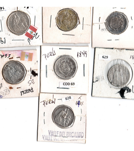 7 Unidad  Monedas Peru  Quinto Sol  Plata Diferete Años