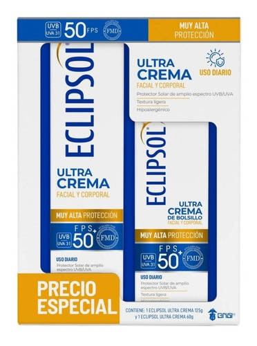 Protector Solar Eclipsol Fps 50+ Ultra Crema 125gr + 60gr