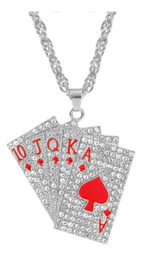 Collar Cartas Baraja De Poker Naipes Con Piedras Incrustadas