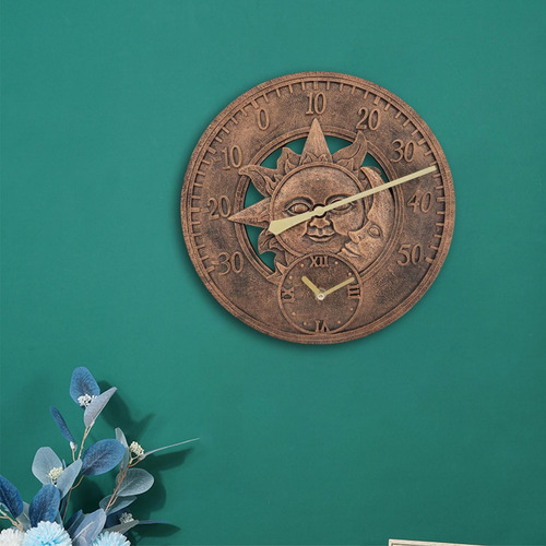 Reloj De Pared Redondo Pantalla De Temperatura A Prueba De