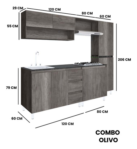 Cocina Integral Con Parrilla Premium Decomobil Minimalista Color Lombardia - Mármol Negro