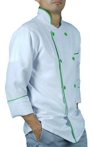 Filipina Chef Hombre Blanca Con Verde Limón En Poliéster