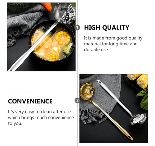 Cuchara De Mango Largo, Práctico Colador De Acero Inoxidable