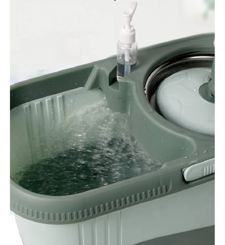 Esfregão Balde 360 Quadrado Mop Inox 15 Litros + 1 Refil Cor Bege
