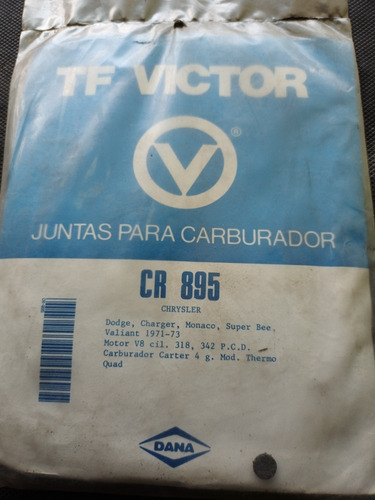 Juntas Carburador Dodge Chrysler Mónaco Valiant Carter  4g