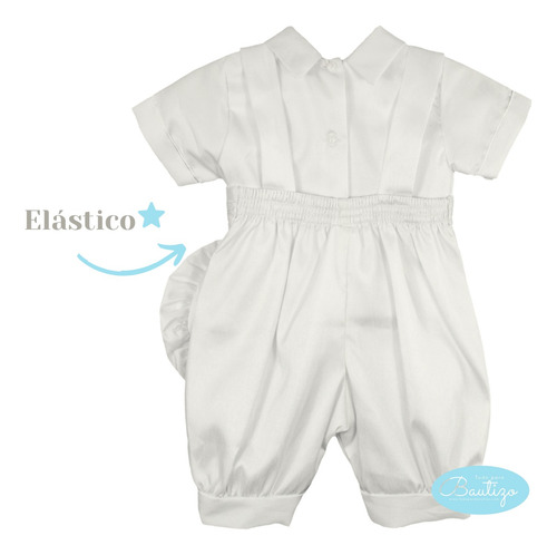 Traje Ropon Bautizo Niño + Kit Vela Traje Bautizo Bebé Oval Blanco Talla 2 (12-24 Meses)