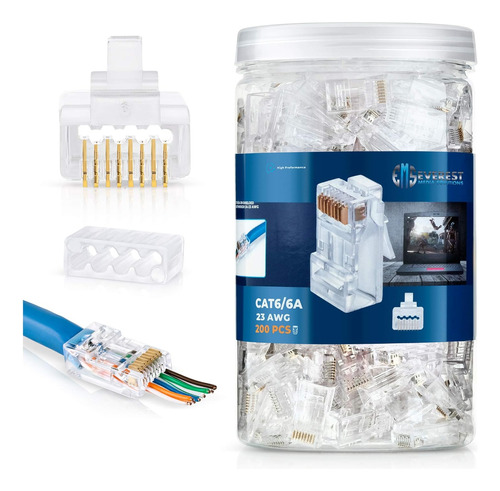 Everest Media Solutions Conectores De Paso Rj45 Para Un C...