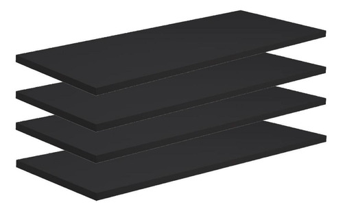 Kit 4 Prateleiras 60x25 Mdf Preto Com Instalação Flutuante