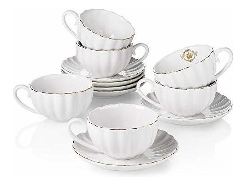 Tazas De Vidrio Amazingware Royal Tea Tazas Y Platillos, Con