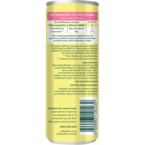 Imagem 3 de 3 de Energético Natural Hibisco Cranberry Morango 269ml Green Up