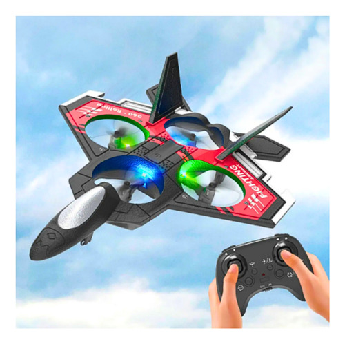 Drone Avión De Combate Con Control Remoto Niños Juguete Negro