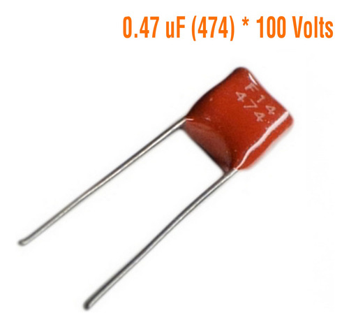 X10 Capacitor Poliester Tipo Cl21 470nf (474) 100v Paso 5mm