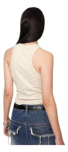 Playera Básica Casual Sin Mangas Con Cuello Redondo
