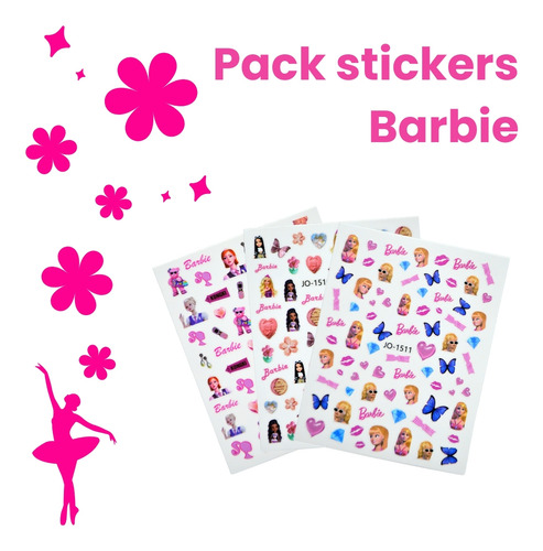 Stickers/pegatinas Para Uñas De Barbie 3 Plantillas +200pz