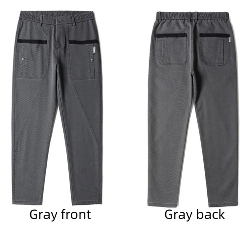 Pantalones Casuales Con Bolsillo En Mezcla De Algodón De Pie
