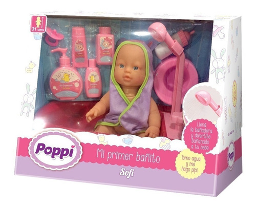 Muñeca Bebota Poppi En Su Primer Bañito Hace Sonidos De Bebe