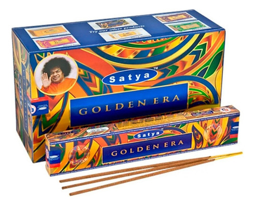 Sahumerios Satya Nag Champa - 12 Unidades Fragancia Golden Era