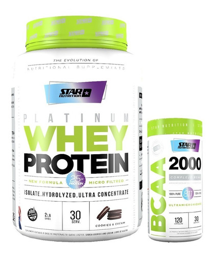 Premium Whey Protein 2 Lb + Bcaa 2000 Star Nutrition