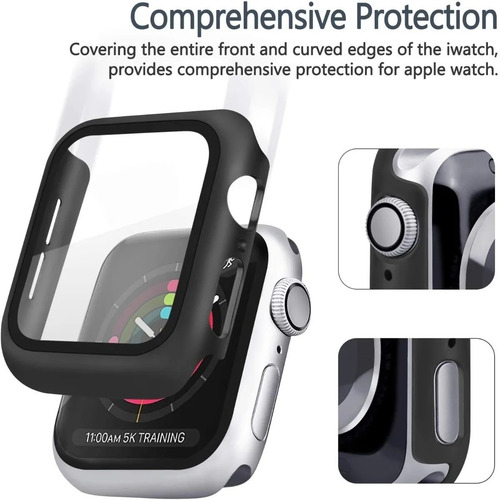 Imagen 7 de 10 de Funda Protectora Compatible Apple Watch Full Cover Vidrio 9h