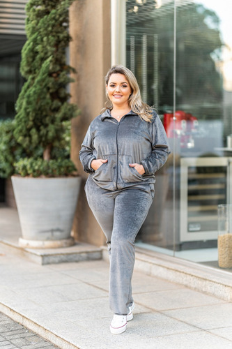 Imagem 4 de 4 de Conjunto Feminino Plush Plus Size Veludo Calça E Blusa Frio
