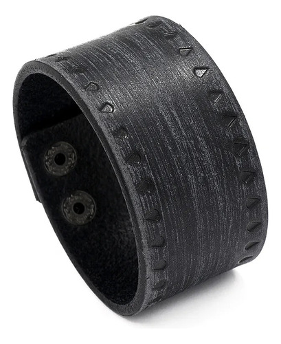 Pulsera Brazalete Punk De Cuero Negra J88