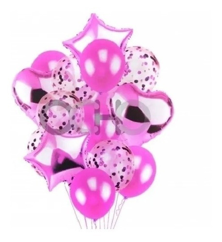 Combo De Globos Metalizados Y Látex Bouquet Fiestas Eventos