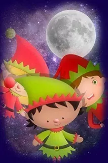 Three Moon Santas Elves : Elf Vibes Christmas Prints
