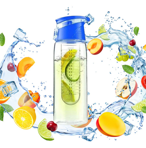 Botella Para Agua Infusión De Frutas 100% Natural 800ml Gym Color Azul