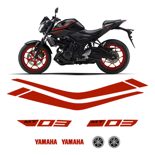 Faixa Moto Yamaha Mt-03 2019/2020 Adesivo Vermelho Refletivo