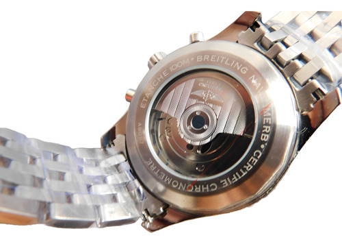 #relógio Suíço Incabloc Breitling Eta Safira Novo Automático Prateado Prateado Branco