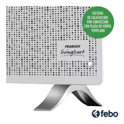 Panel Vitroconvector Peabody 2000w Estufa Calefactor Febo Color Blanco