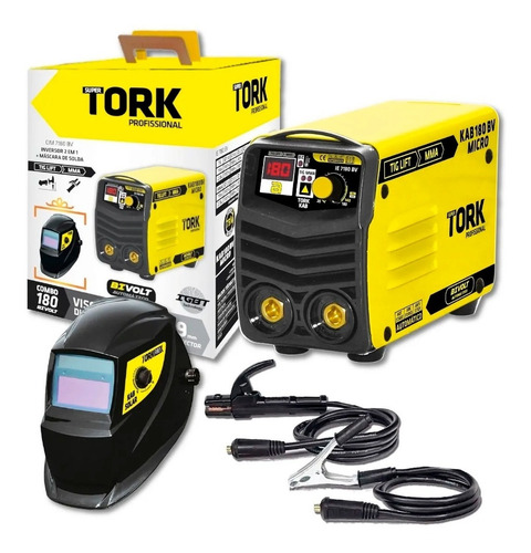 Imagem 2 de 7 de Kit Inversor Solda Kab180 + Máscara + Luva Vaqueta Tig Tork
