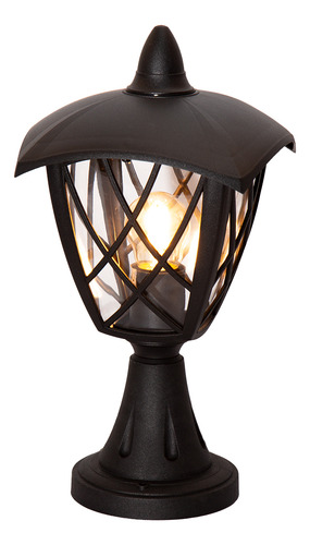 Lámpara De Poste Exterior Ip44, 1 Luz E27 10w, Acabado Negro