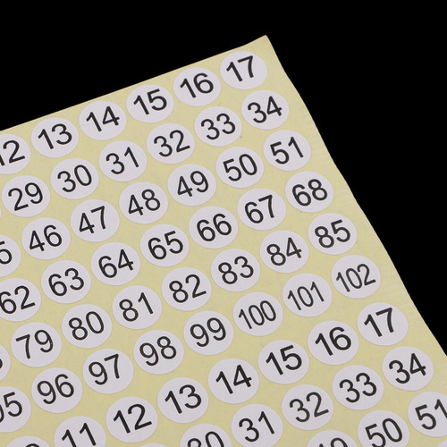 . 15 Hojas De Etiquetas Adhesivas Numeradas Redondas De 1 A