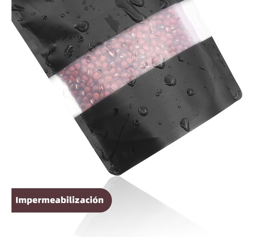 ' 100pcs Bolsas Stand Up Pouch Kraft Negro Con Ventana