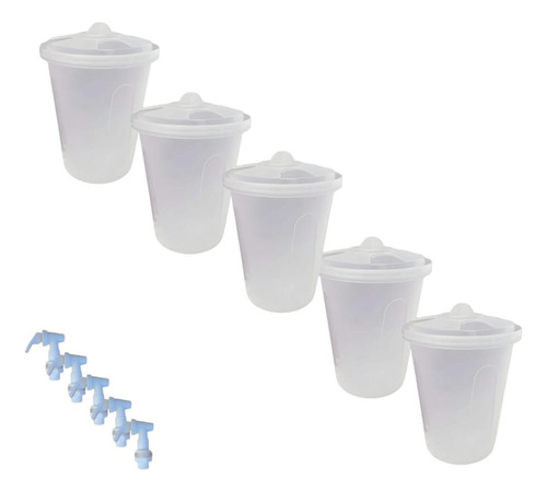 Set 5pz Dispensador/contenedor De Bebidas 12 L Con Llave Transparente